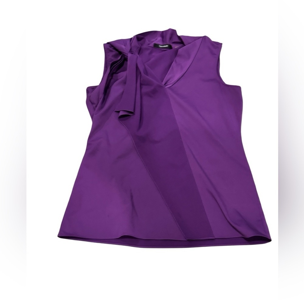 EUC Tahari Vibrant Royal Purple Sleeveless Blouse Small
